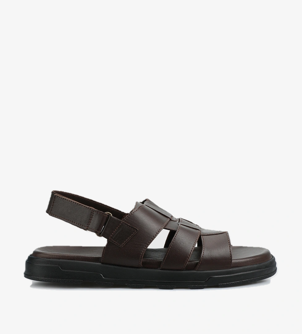 Kahve Deri Erkek Konfor Sandalet - Görsel 1