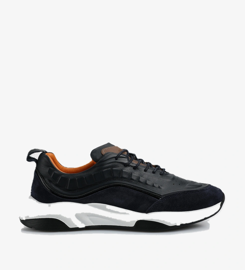 Lacivert Deri Erkek Sneaker - Görsel 1