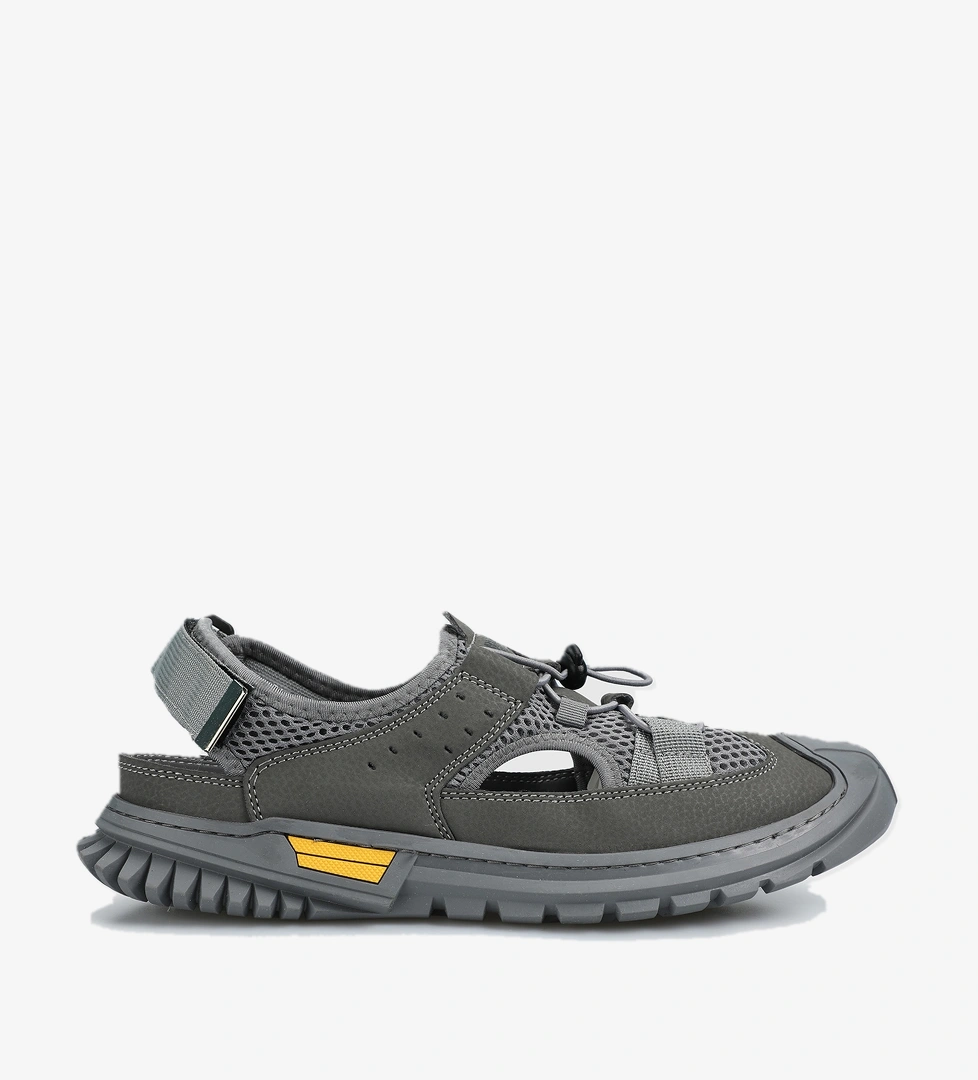 Füme Erkek Düz Sandalet - Görsel 1