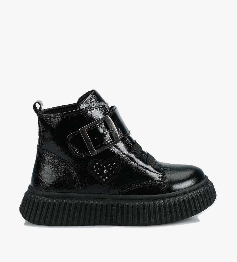 Siyah Deri Kız Çocuk Bot - Görsel 1