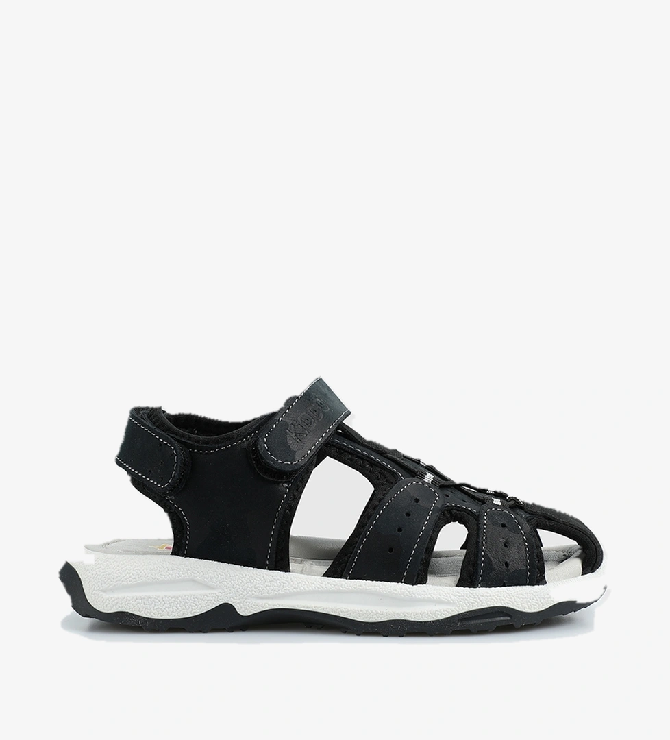 Lacivert Deri Erkek Çocuk Düz Sandalet - Görsel 1