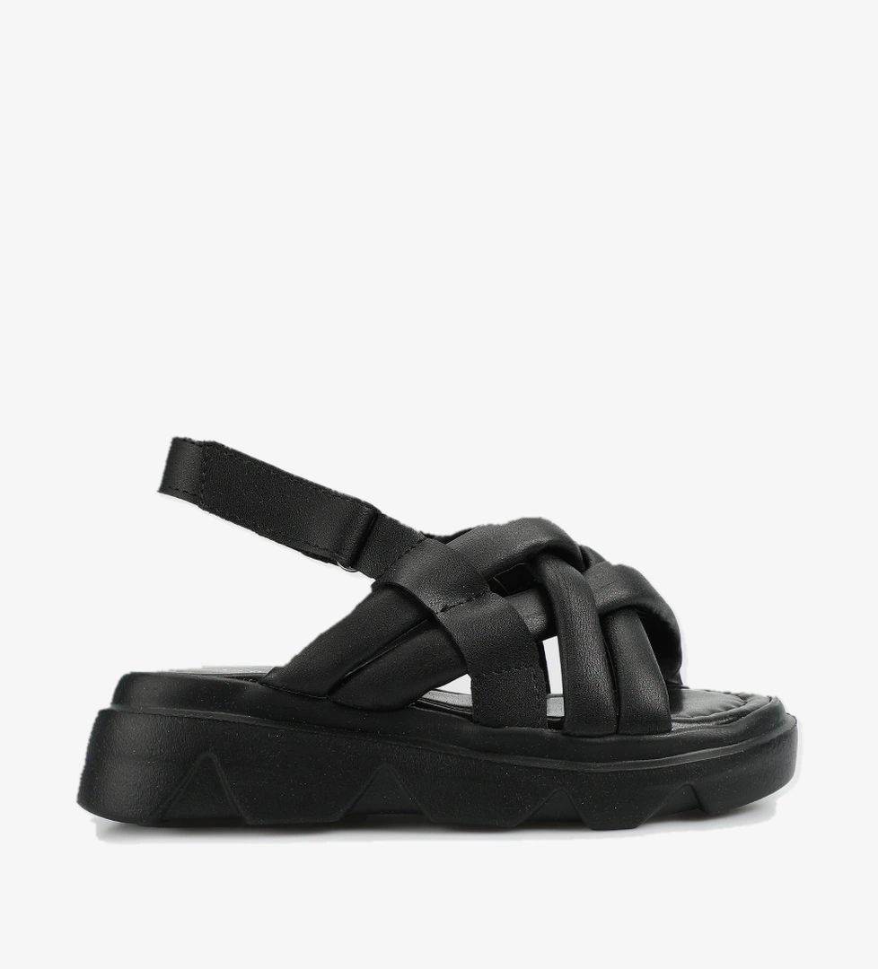 Siyah Kız Çocuk Düz Sandalet - Görsel 1