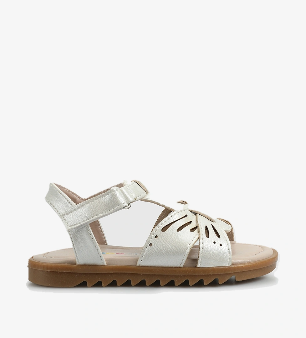Sedef Beyaz Kız Çocuk Düz Sandalet - Görsel 1