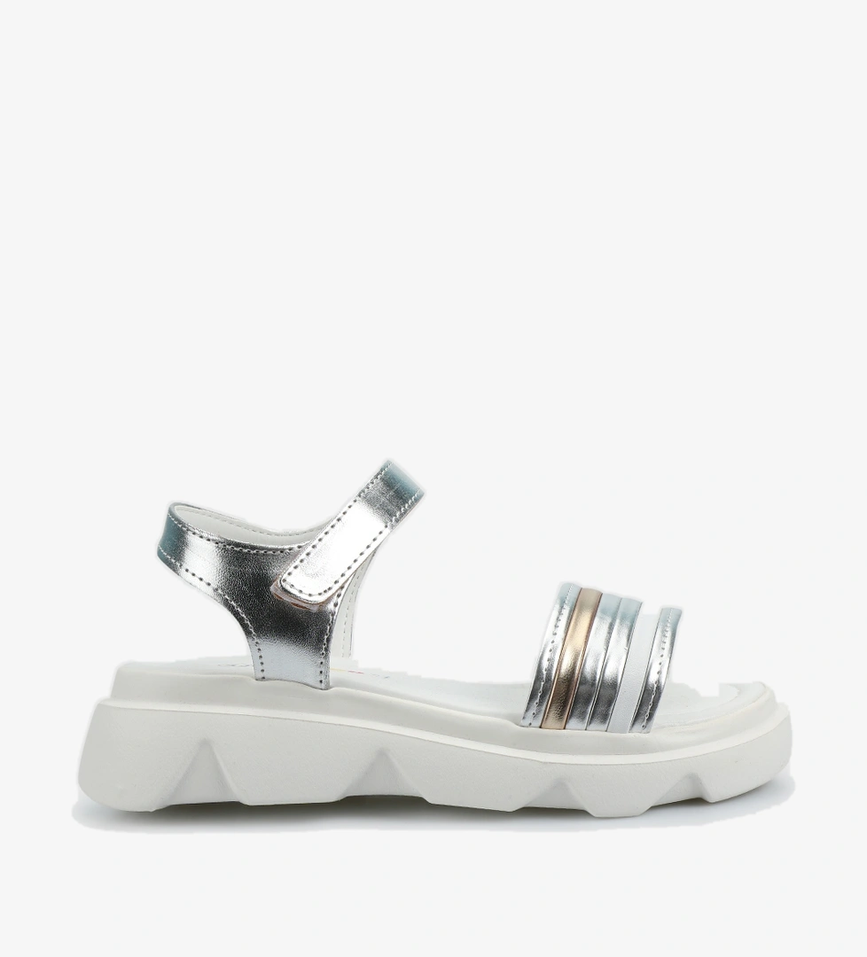 Gümüş Kız Çocuk Düz Sandalet - Görsel 1