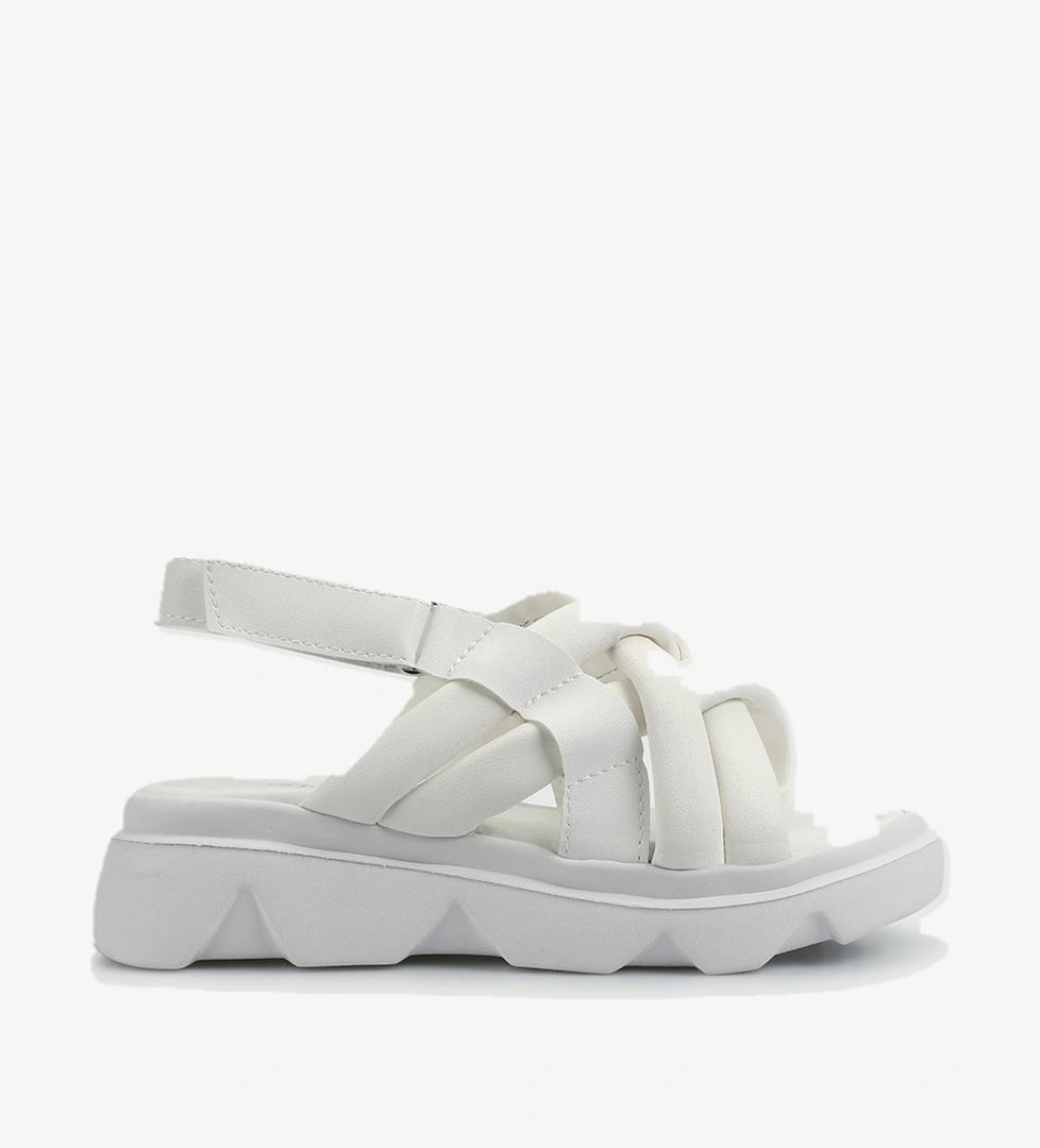 Beyaz Kız Çocuk Düz Sandalet - Görsel 1