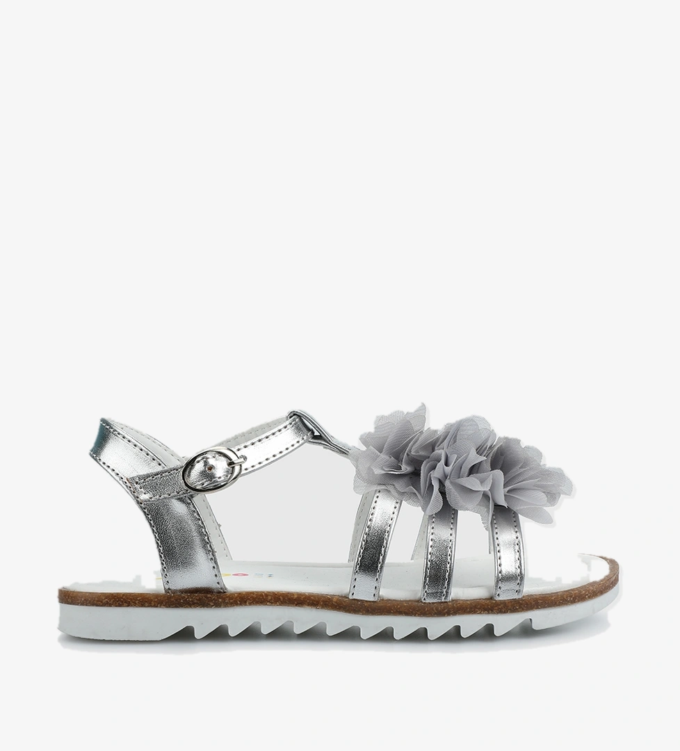 Gümüş Kız Çocuk Düz Sandalet - Görsel 1