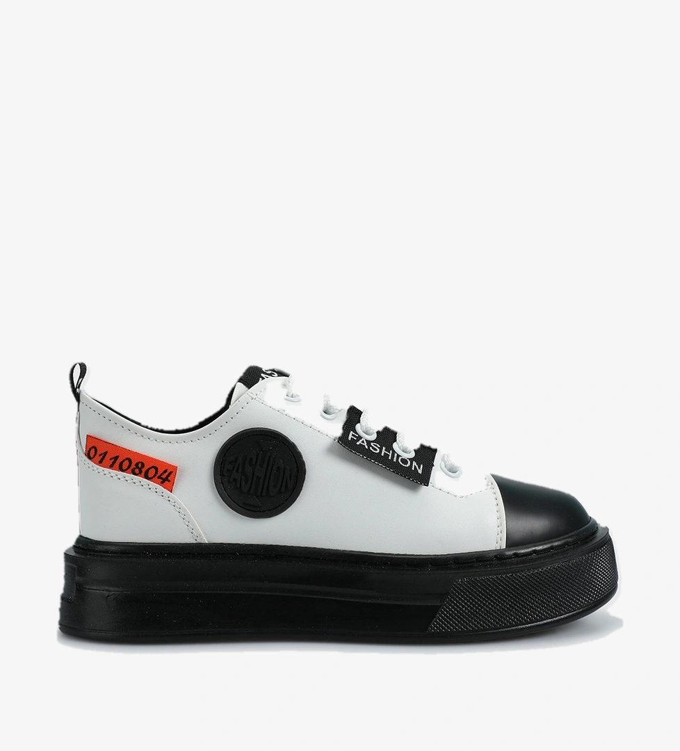 Beyaz-Siyah Erkek Çocuk Sneaker - Görsel 1