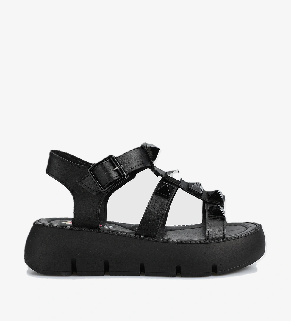 Siyah Kız Çocuk Düz Sandalet - Görsel 1