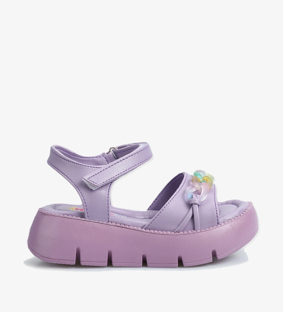 Lila Kız Çocuk Düz Sandalet - Görsel 1