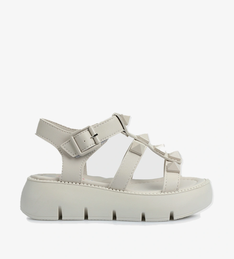 Bej Kız Çocuk Düz Sandalet - Görsel 1