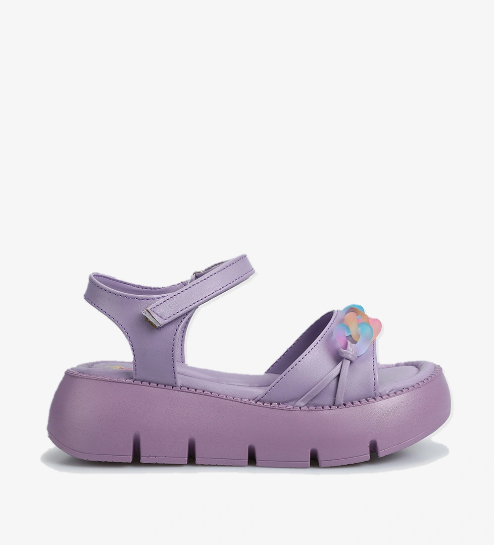 Lila Kız Çocuk Düz Sandalet - Görsel 1