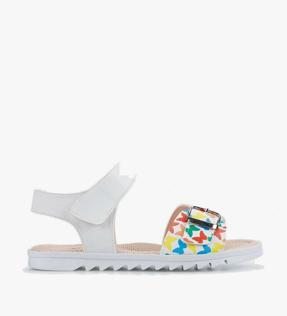 Beyaz Kız Çocuk Düz Sandalet - Görsel 1