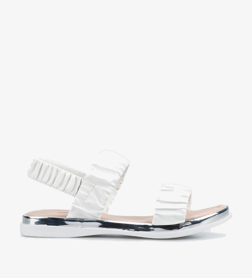 Beyaz Kız Çocuk Düz Sandalet - Görsel 1