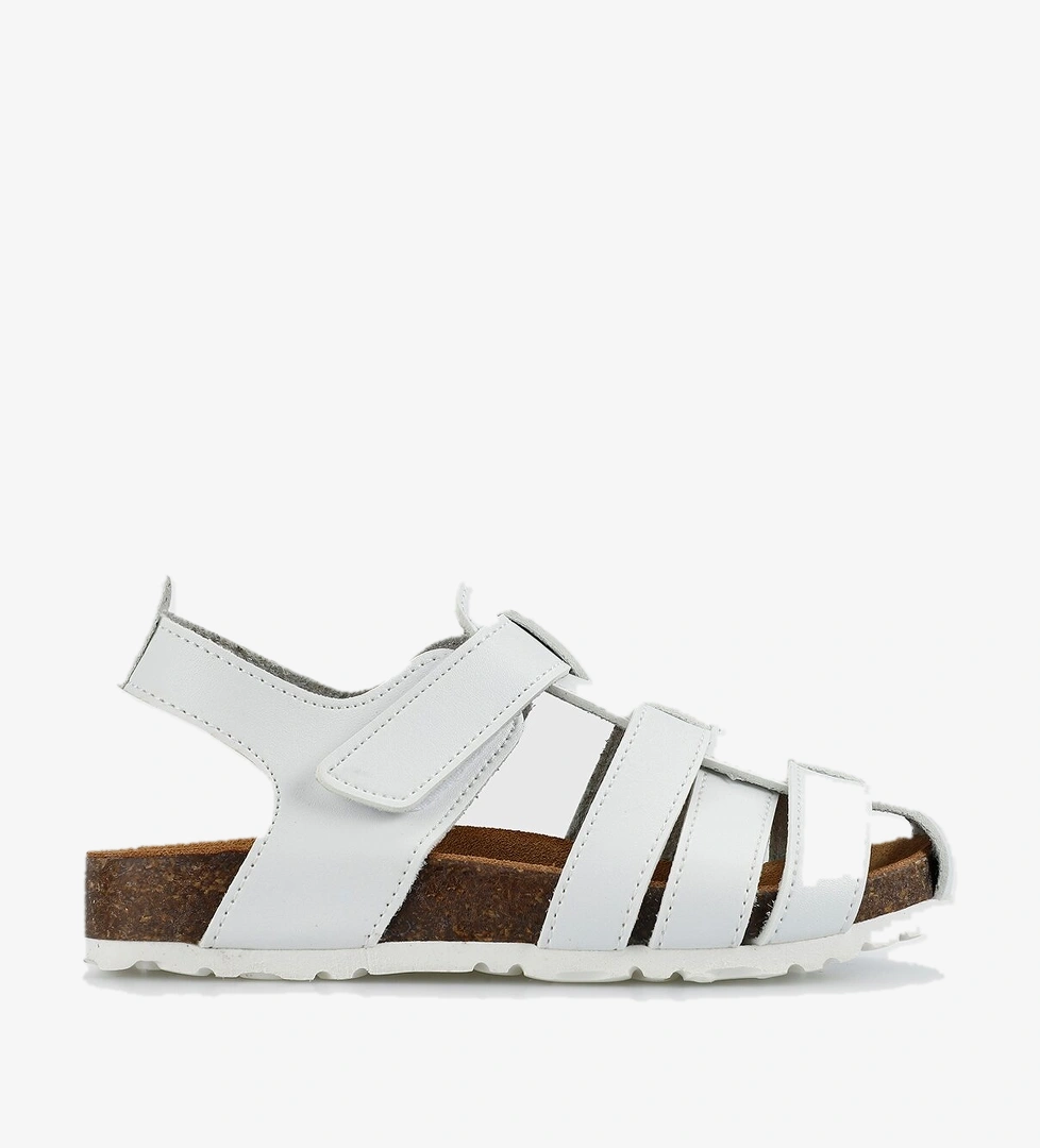 Beyaz Deri Düz Sandalet - Görsel 1