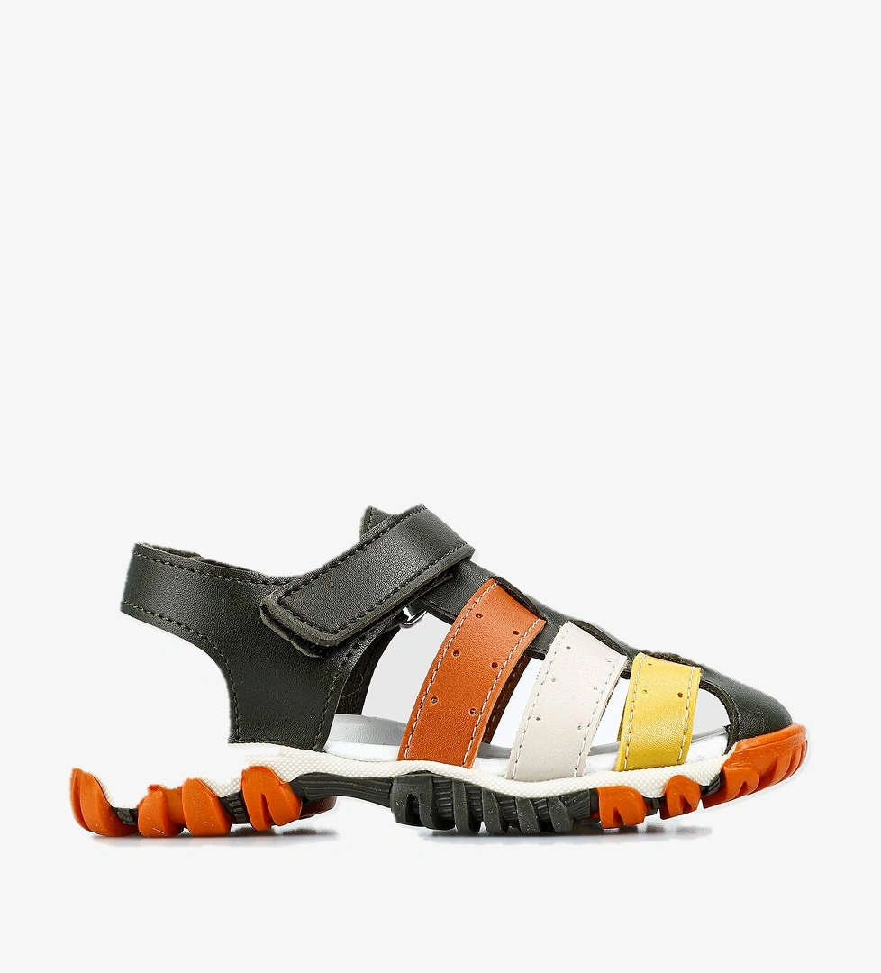 Haki Erkek Çocuk Düz Sandalet - Görsel 1