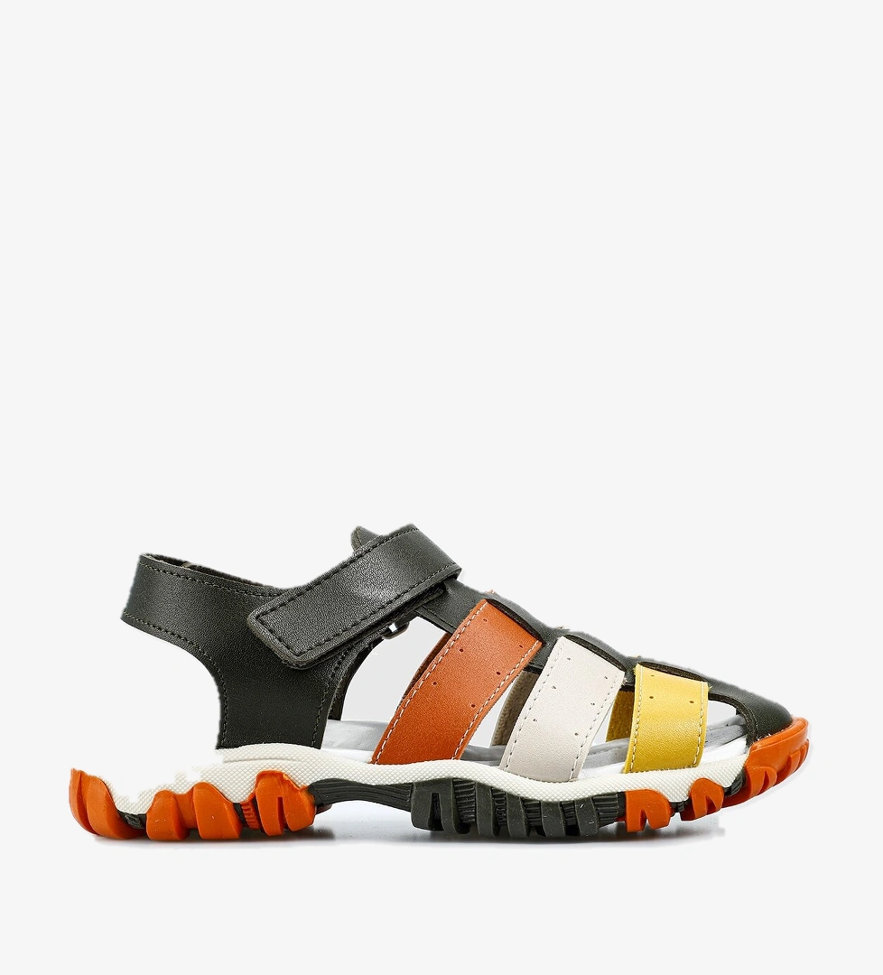 Haki Erkek Çocuk Düz Sandalet - Görsel 1