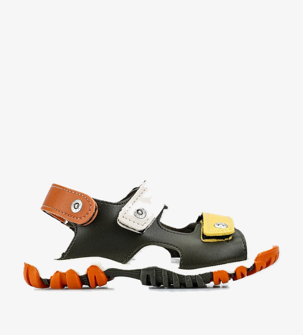 Haki Erkek Çocuk Düz Sandalet - Görsel 1