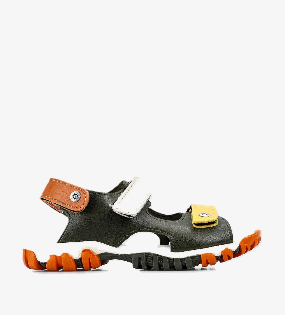 Haki Erkek Çocuk Düz Sandalet - Görsel 1