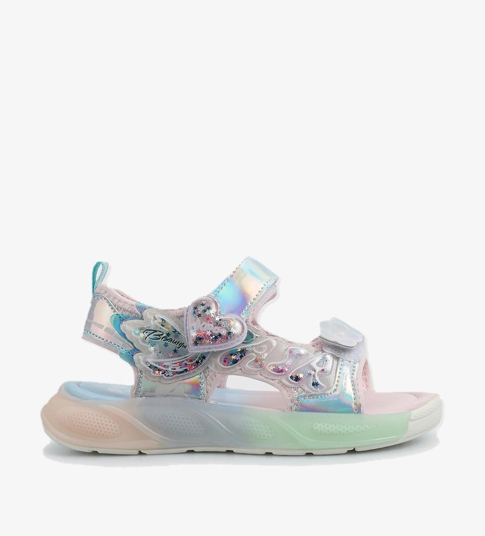 Gümüş Kız Çocuk Düz Sandalet - Görsel 1