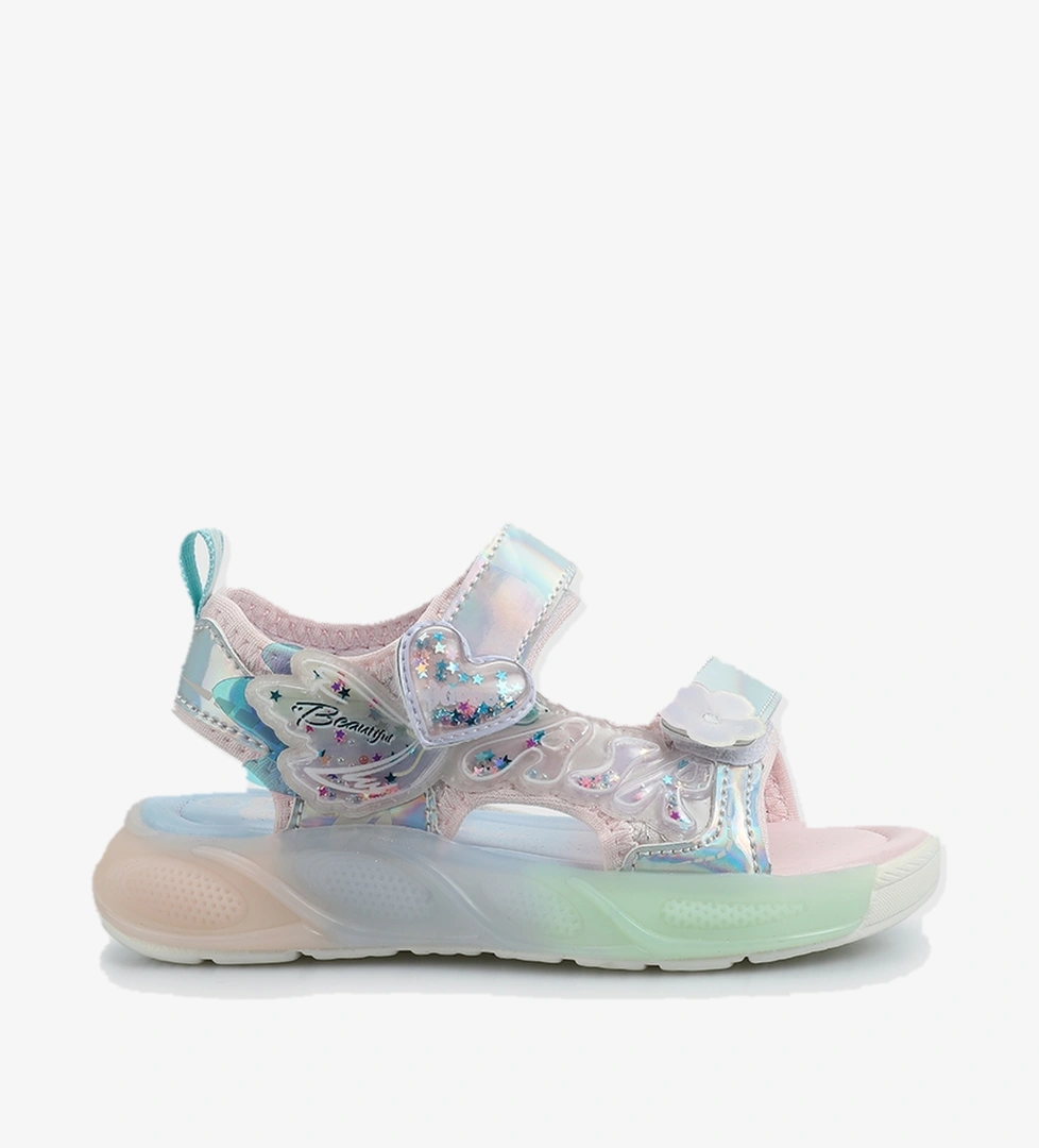 Gümüş Kız Çocuk Düz Sandalet - Görsel 1