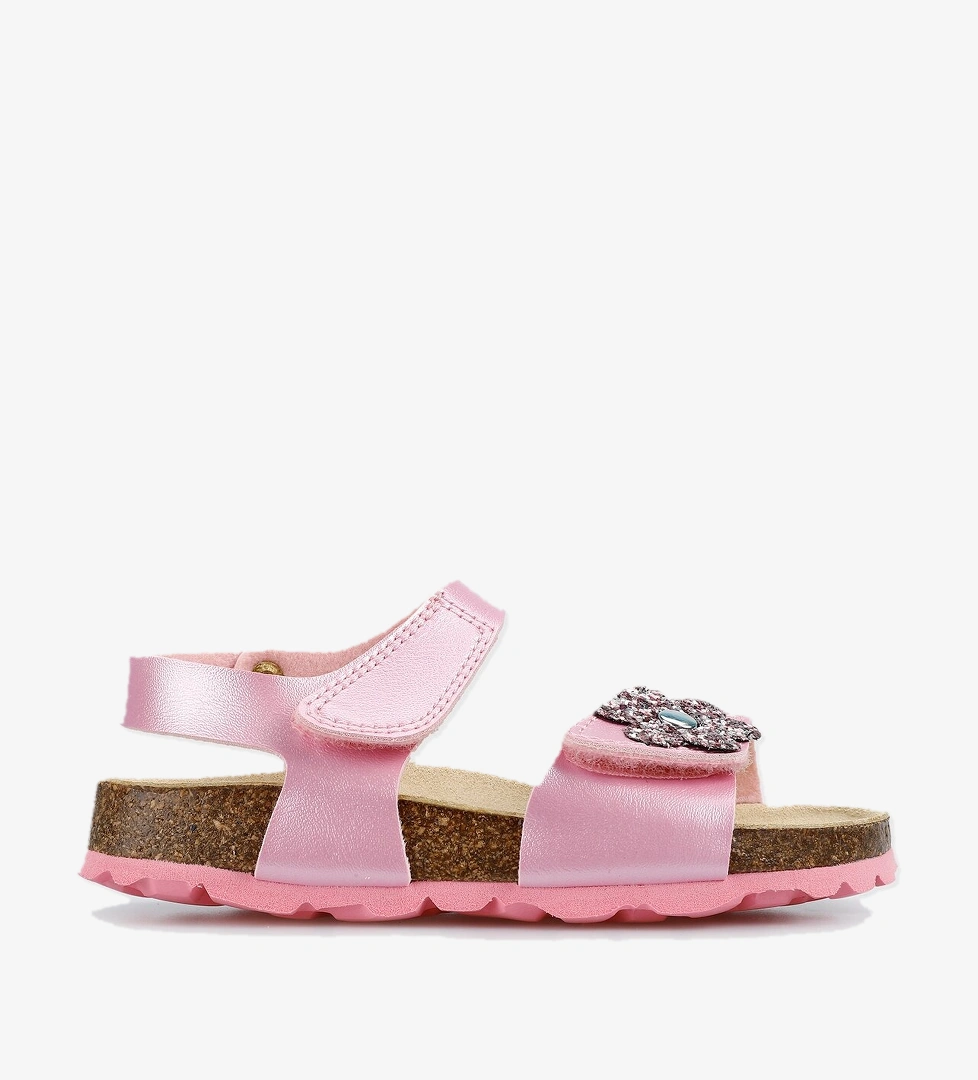 Pembe Kız Çocuk Düz Sandalet - Görsel 1