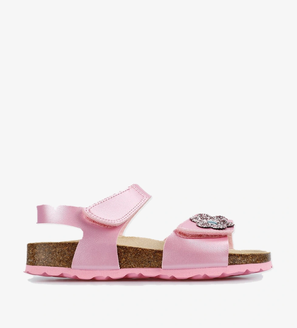 Pembe Kız Çocuk Düz Sandalet - Görsel 1