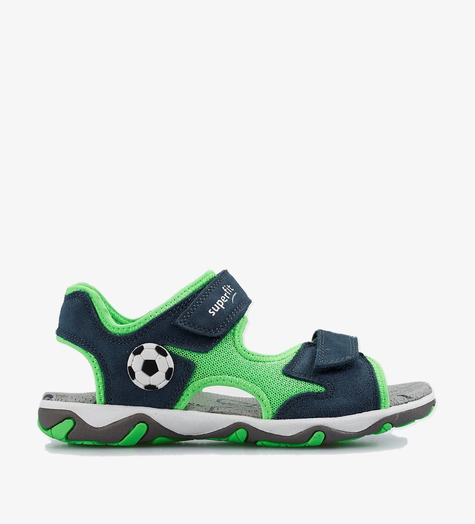 Mavi Deri Erkek Çocuk Düz Sandalet - Görsel 1