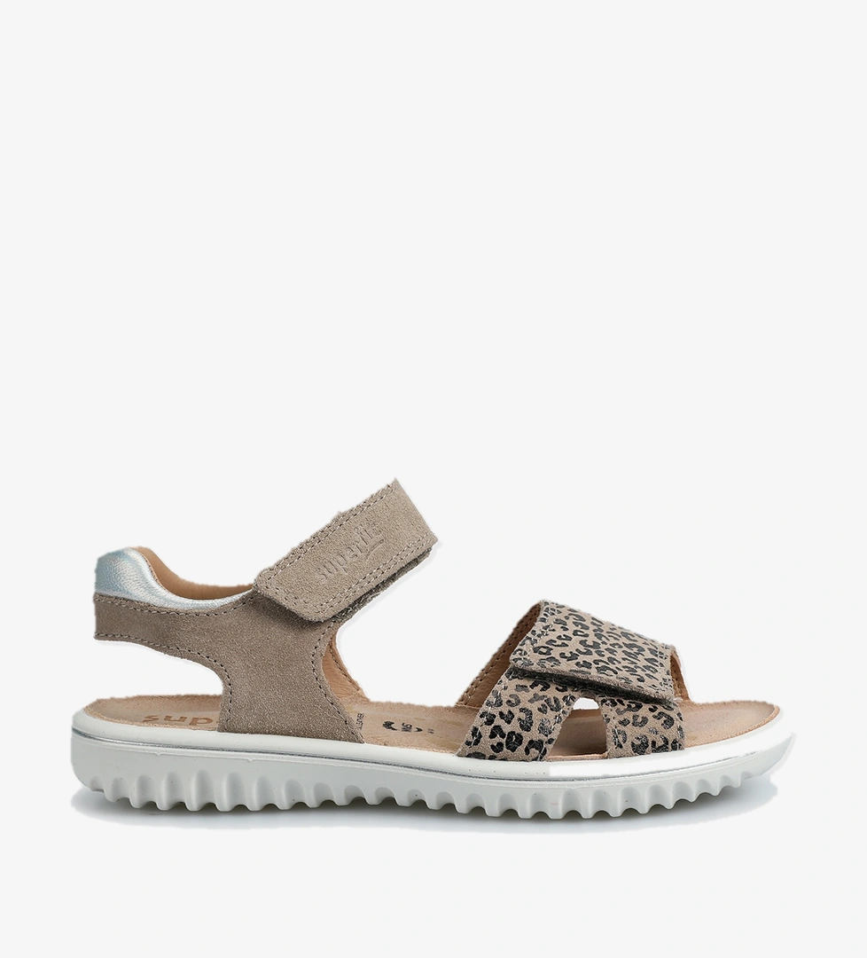 Bej Deri Kız Çocuk Düz Sandalet - Görsel 1