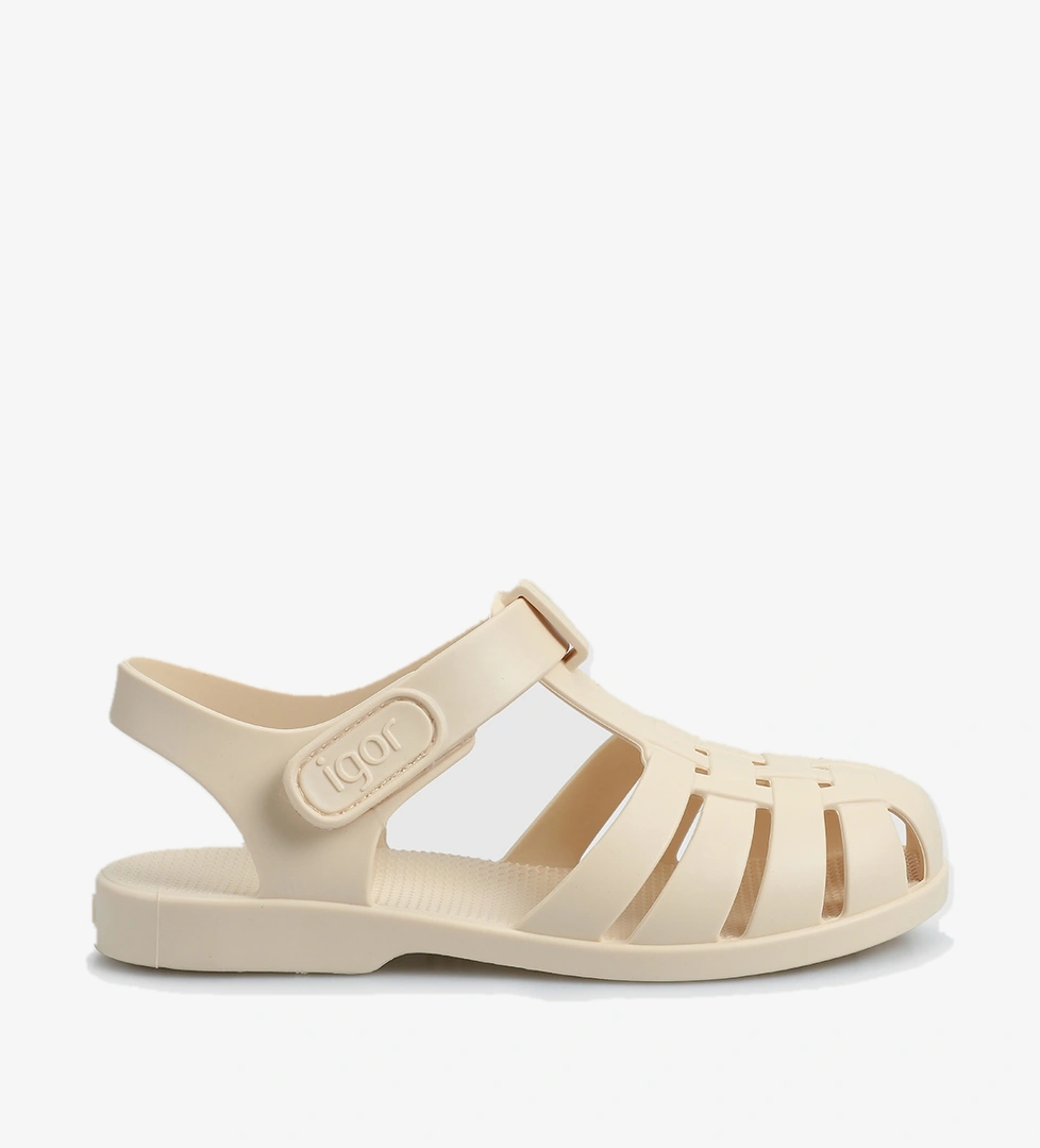 Krem Düz Sandalet - Görsel 1