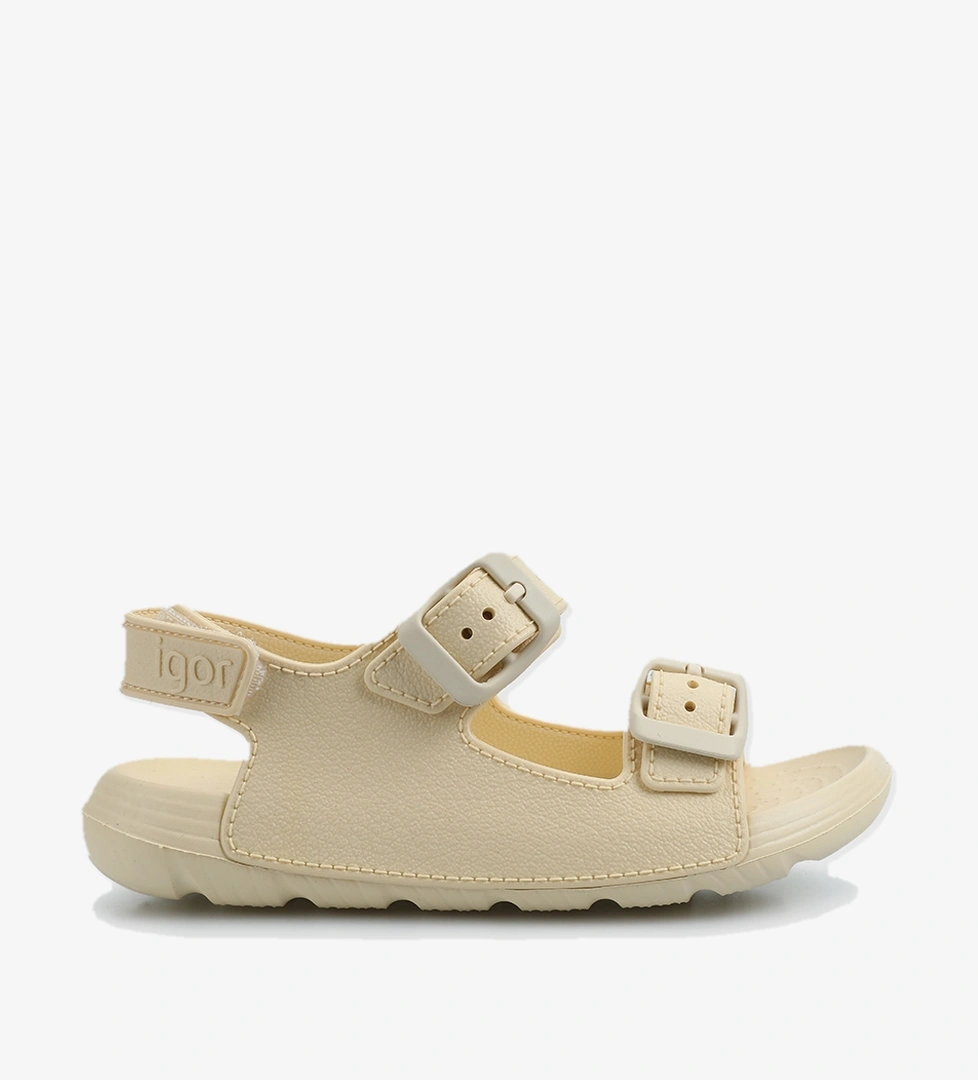 Krem Düz Sandalet - Görsel 1