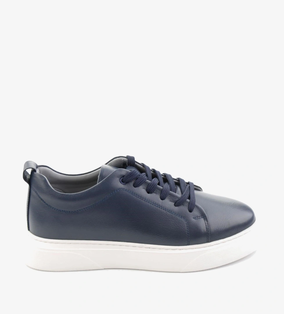 Lacivert Hakiki Deri Erkek Sneaker E01082102043