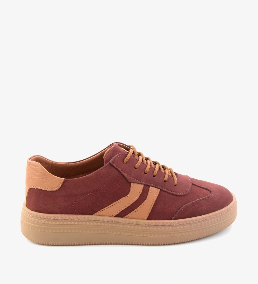Bordo Nubuk Hakiki Deri Kadın Sneaker K01753222201