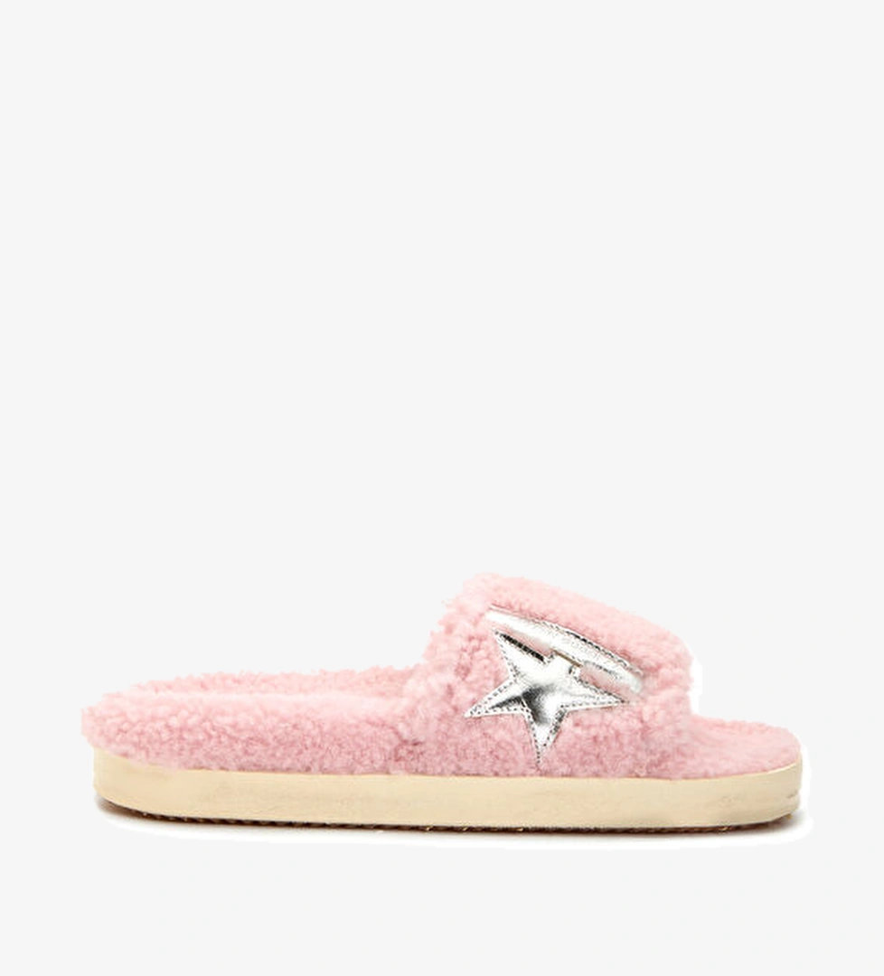 Golden Goose Pembe Logolu Kadın Peluş Terlik model görseli