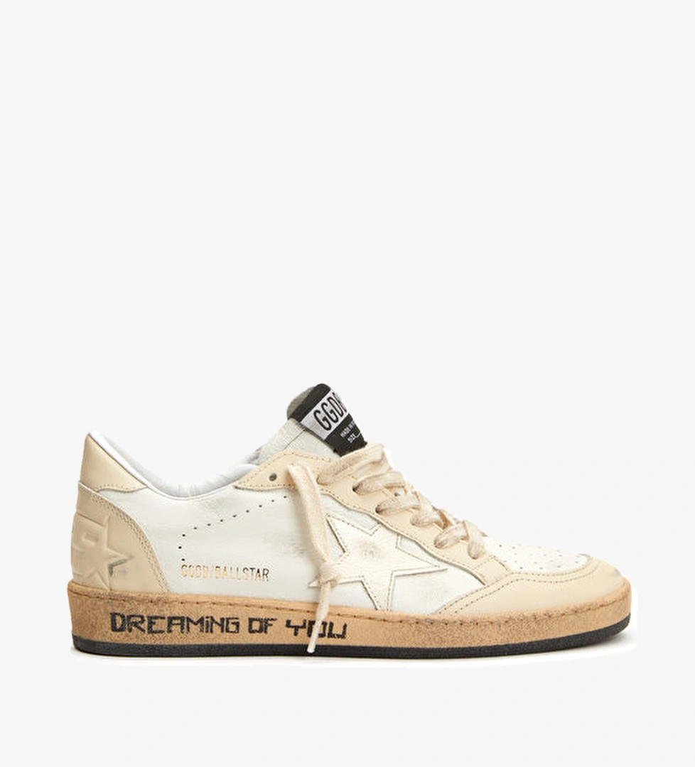 Ballstar Krem Kadın Deri Sneaker - Görsel 1