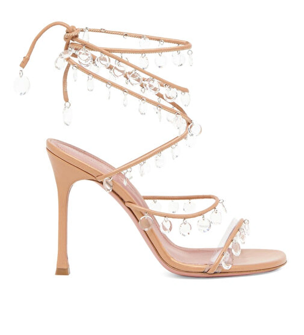 Amina Muaddi Beyaz Ekru Kadın Deri Sandalet model görseli