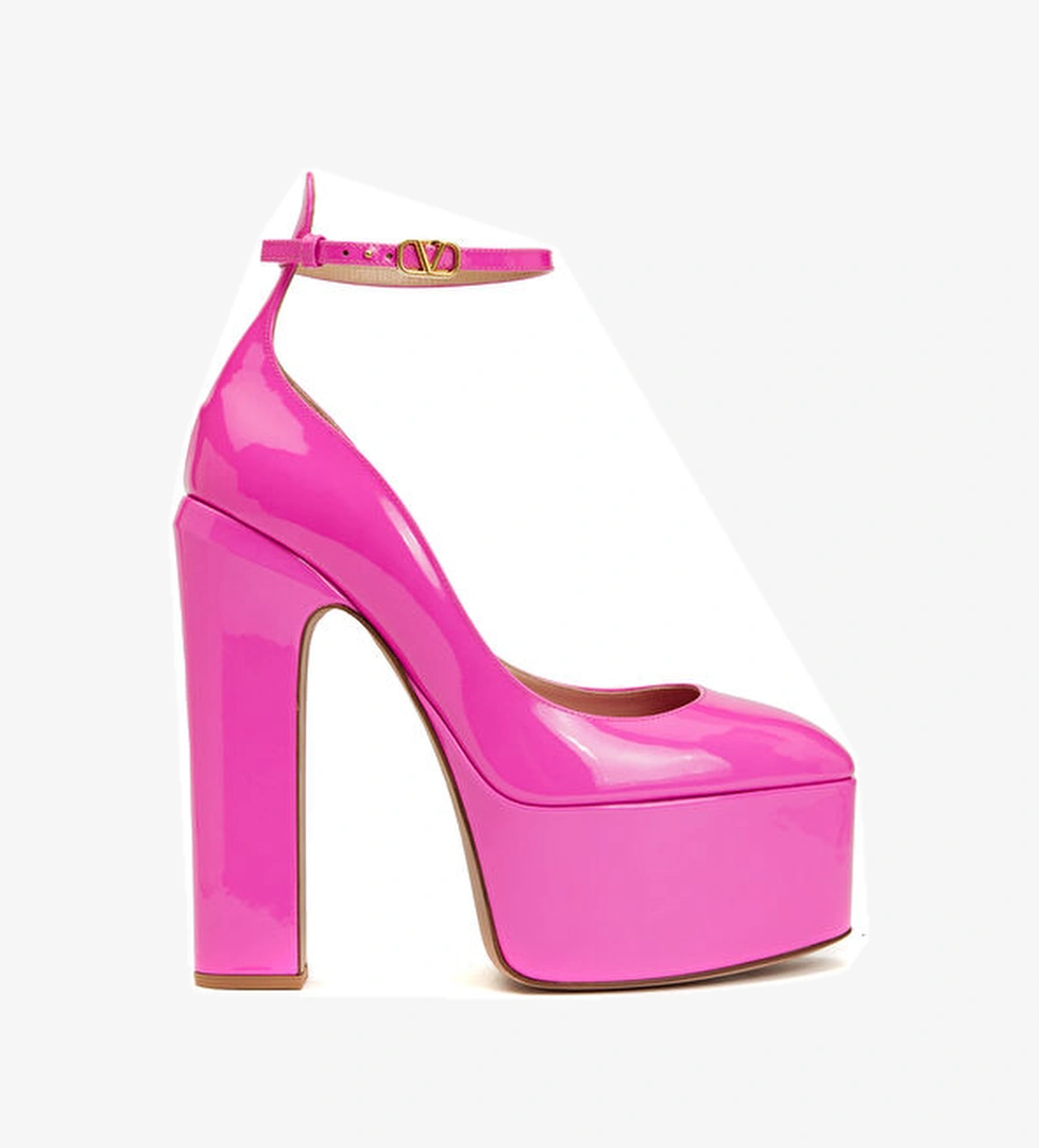 Valentino Garavani Fuşya Deri Topuklu Ayakkabı model görseli