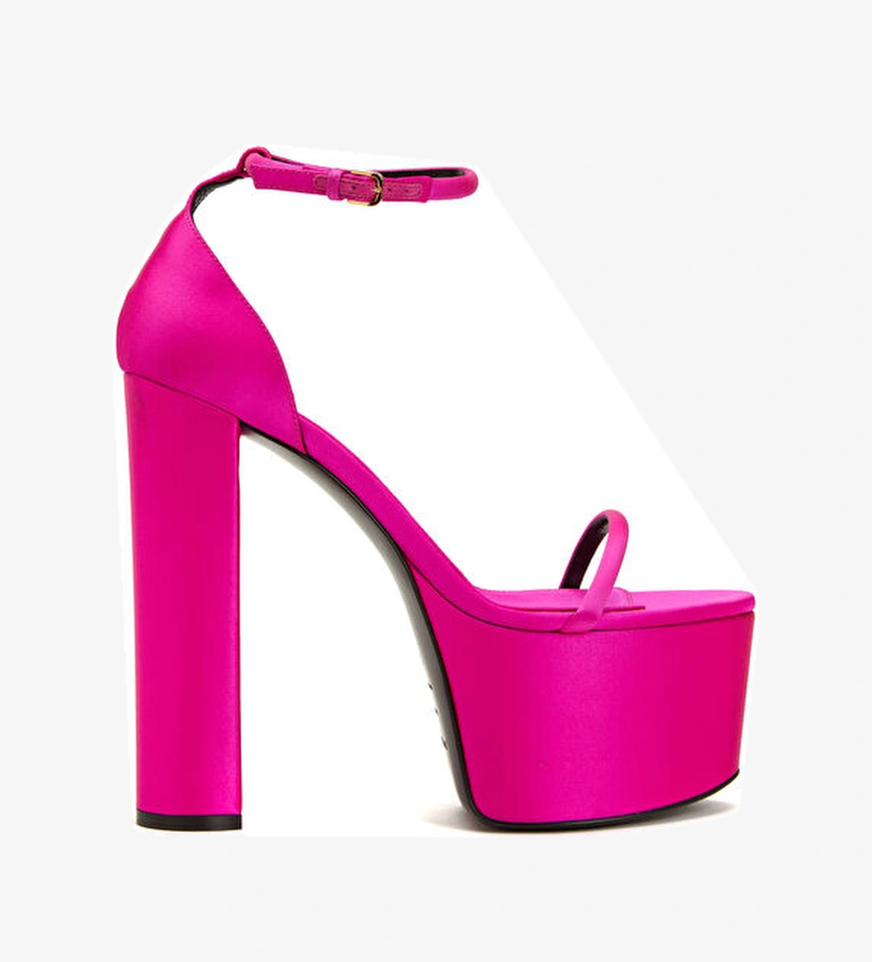Sergio Rossi Fuşya Platform Topuklu Deri Sandalet model görseli