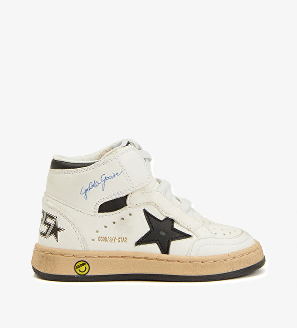 Golden Goose Sky-Star Siyah Beyaz Unisex Bebek Deri Sneaker model görseli