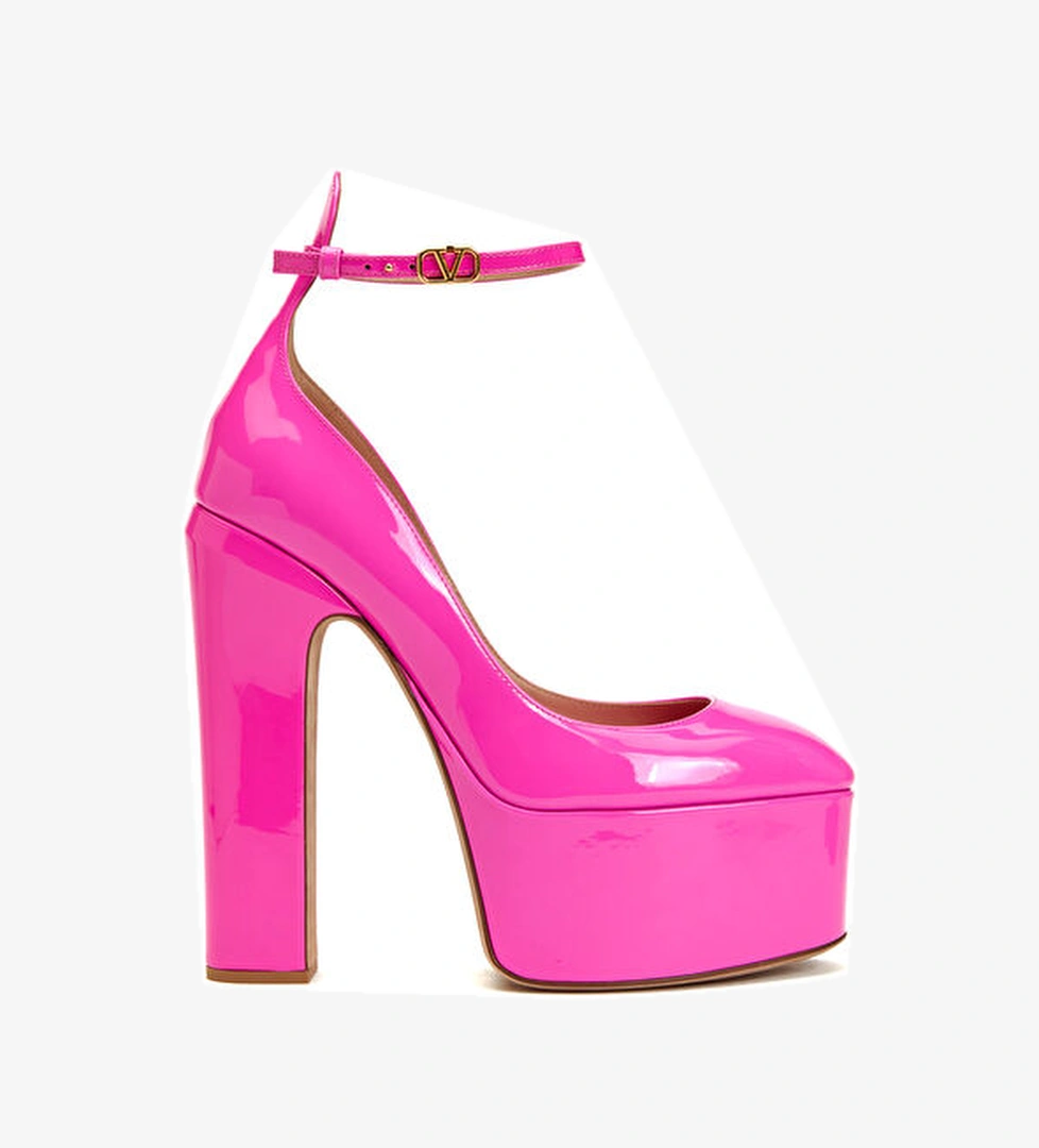 Valentino Garavani Pembe Deri Topuklu Ayakkabı model görseli