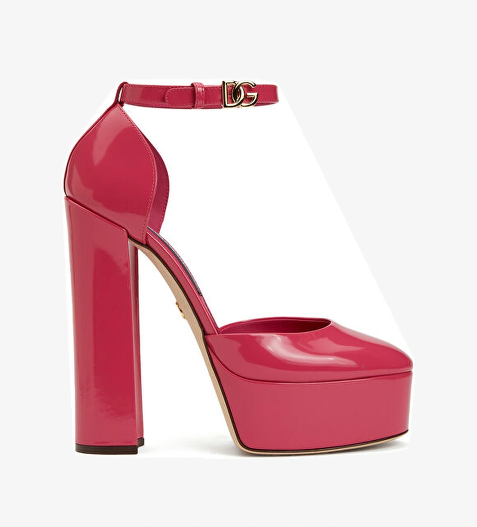 Dolce&gabbana Pembe Logo Detaylı Platform Topuklu Deri Ayakkabı model görseli