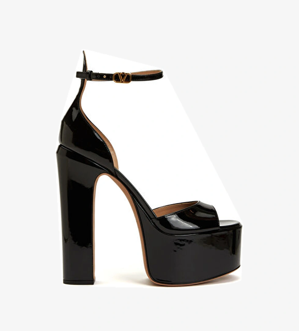 Valentino Garavani Siyah Deri Topuklu Ayakkabı model görseli