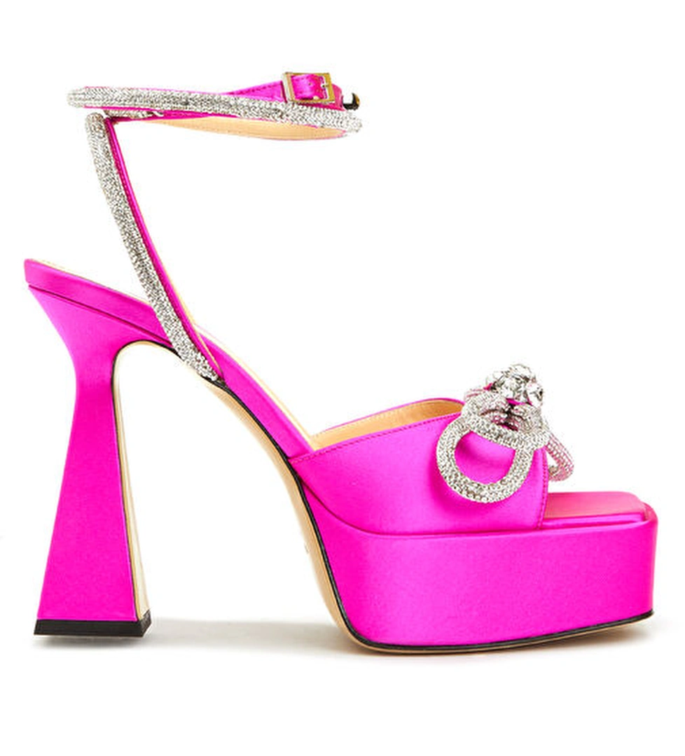 Mach&mach Fuşya Fiyonklu Mikro Taşlı Kadın İpek Sandalet model görseli