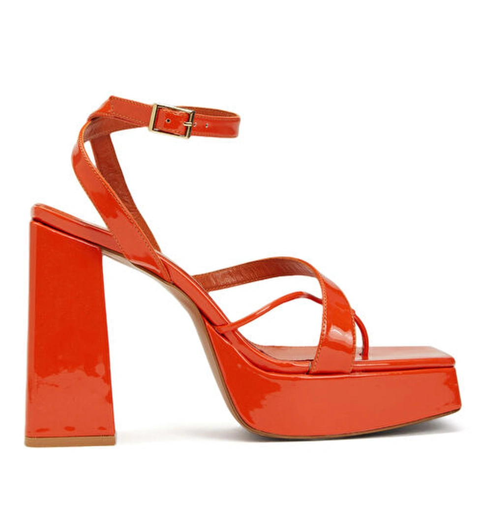 Divarese Turuncu Kadın Deri Sandalet model görseli