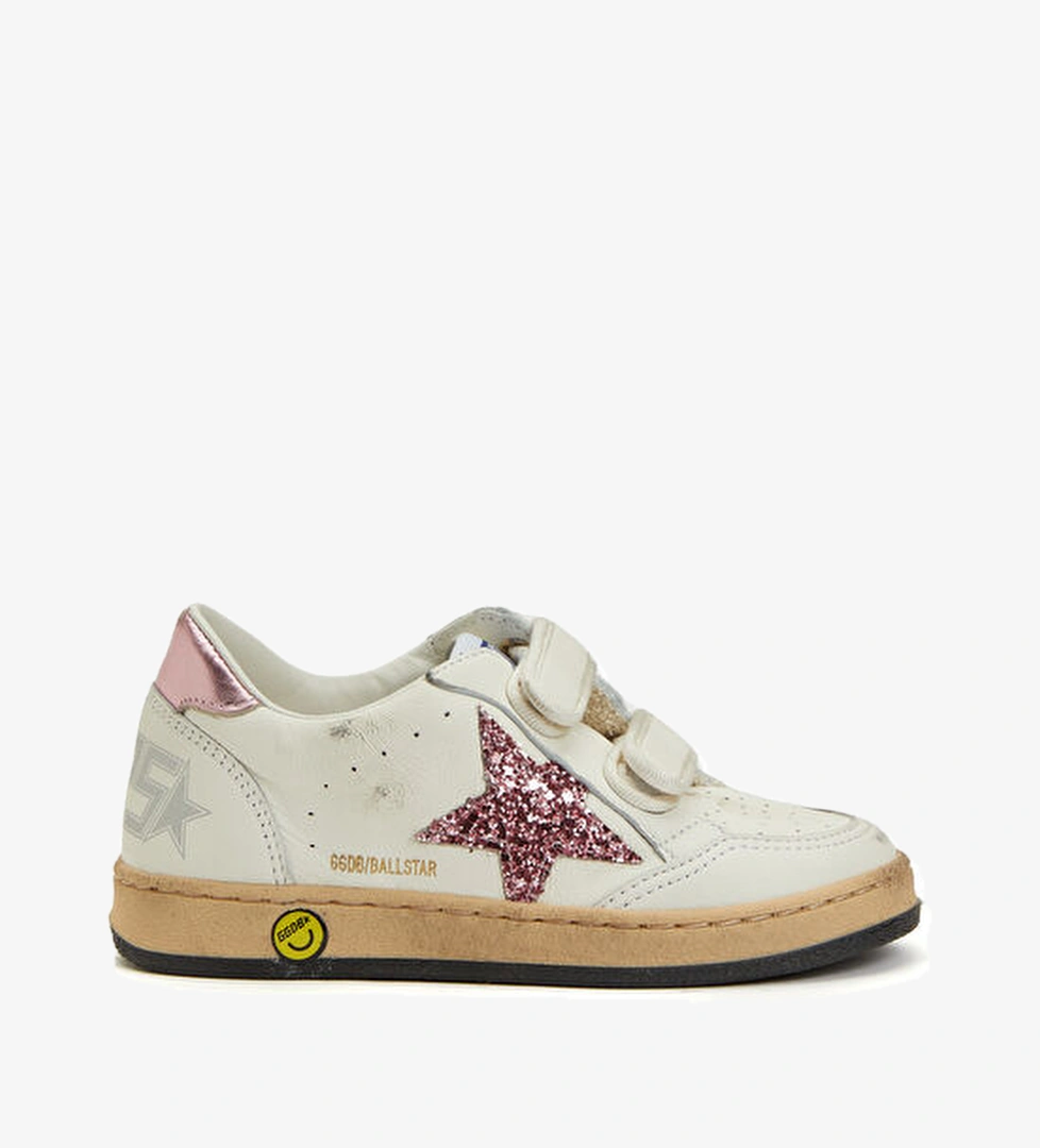 Golden Goose Ballstar Beyaz Lila Unisex Çocuk Deri Sneaker model görseli