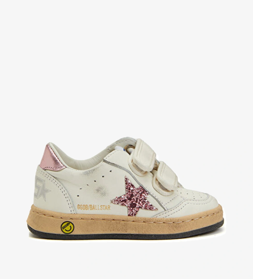 Golden Goose Ball Star Beyaz Lila Unisex Bebek Deri Sneaker model görseli