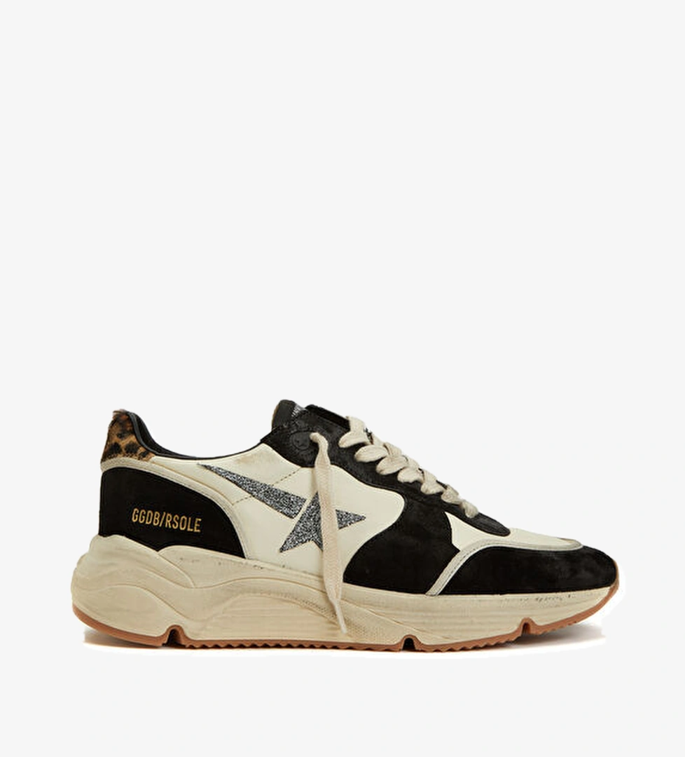 Golden Goose Running Sole Siyah Krem Kadın Deri Sneaker model görseli