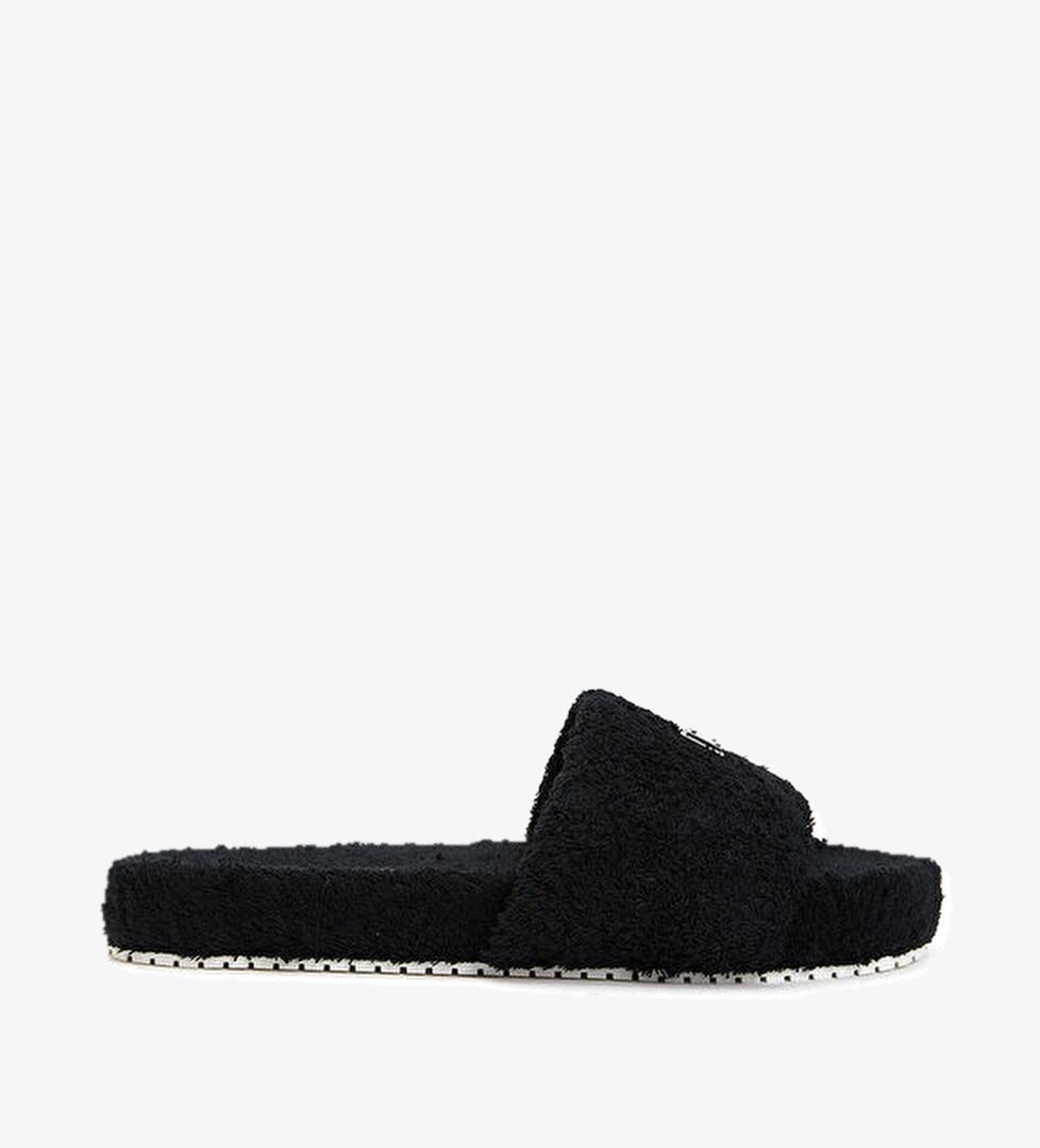 Siyah Dokulu Logo Detaylı Erkek Terlik - Görsel 1