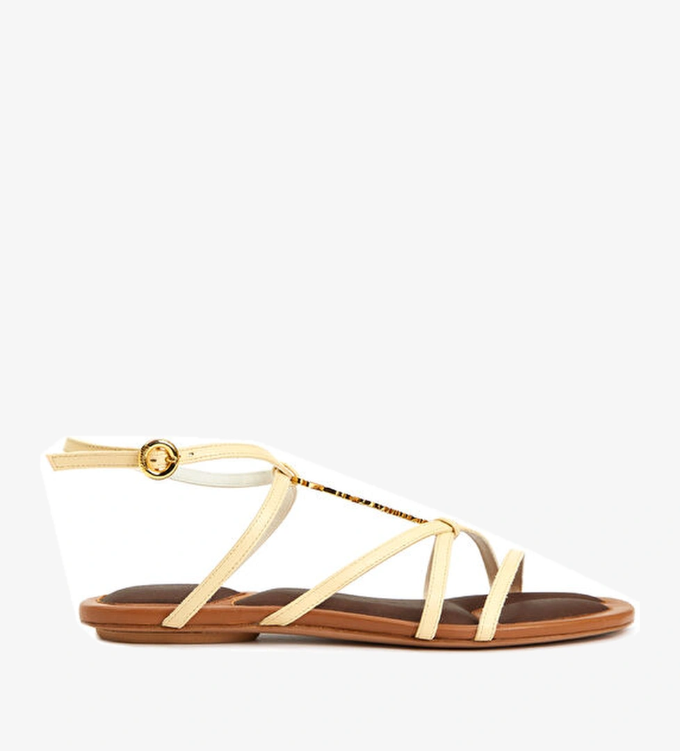 Jacquemus Beyaz Logo Detaylı Kadın Deri Sandalet model görseli