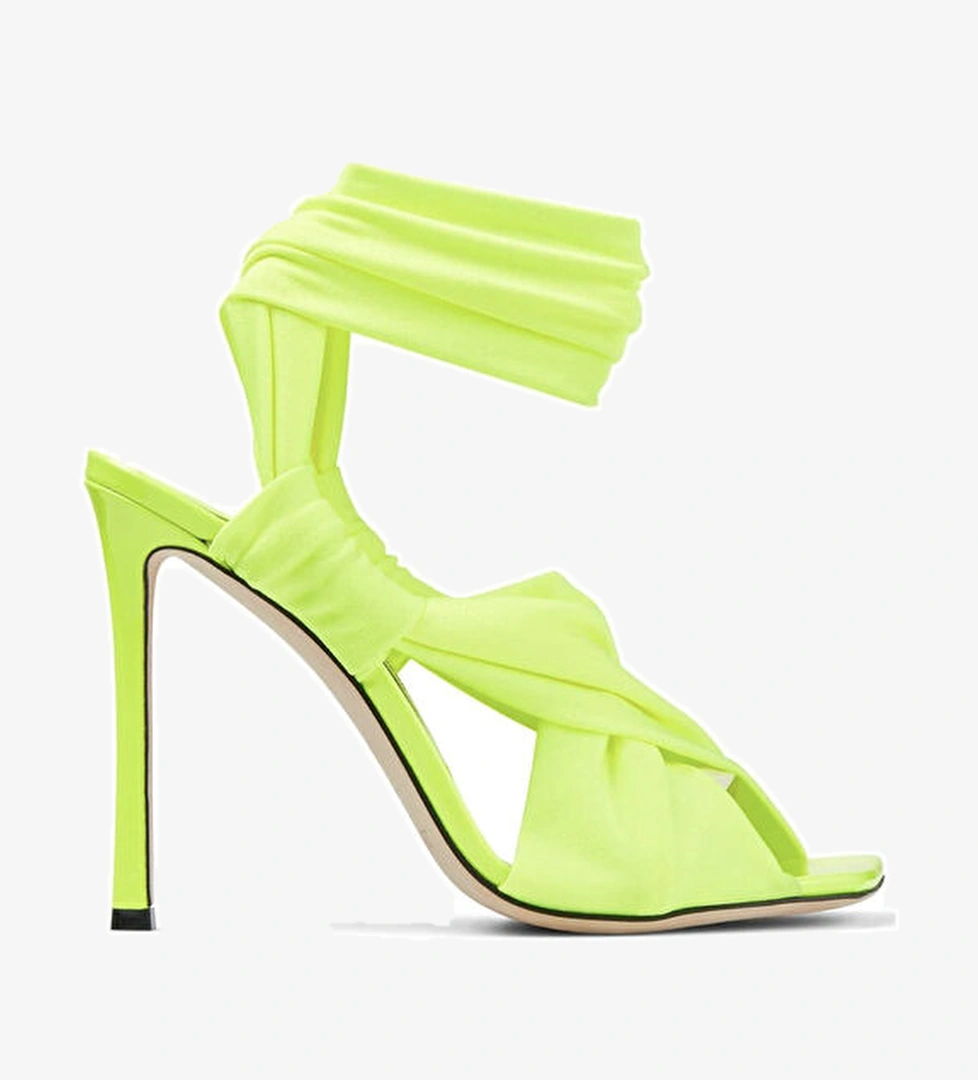 Neoma Neon Yeşil Kadın Jarse Sandalet - Görsel 1