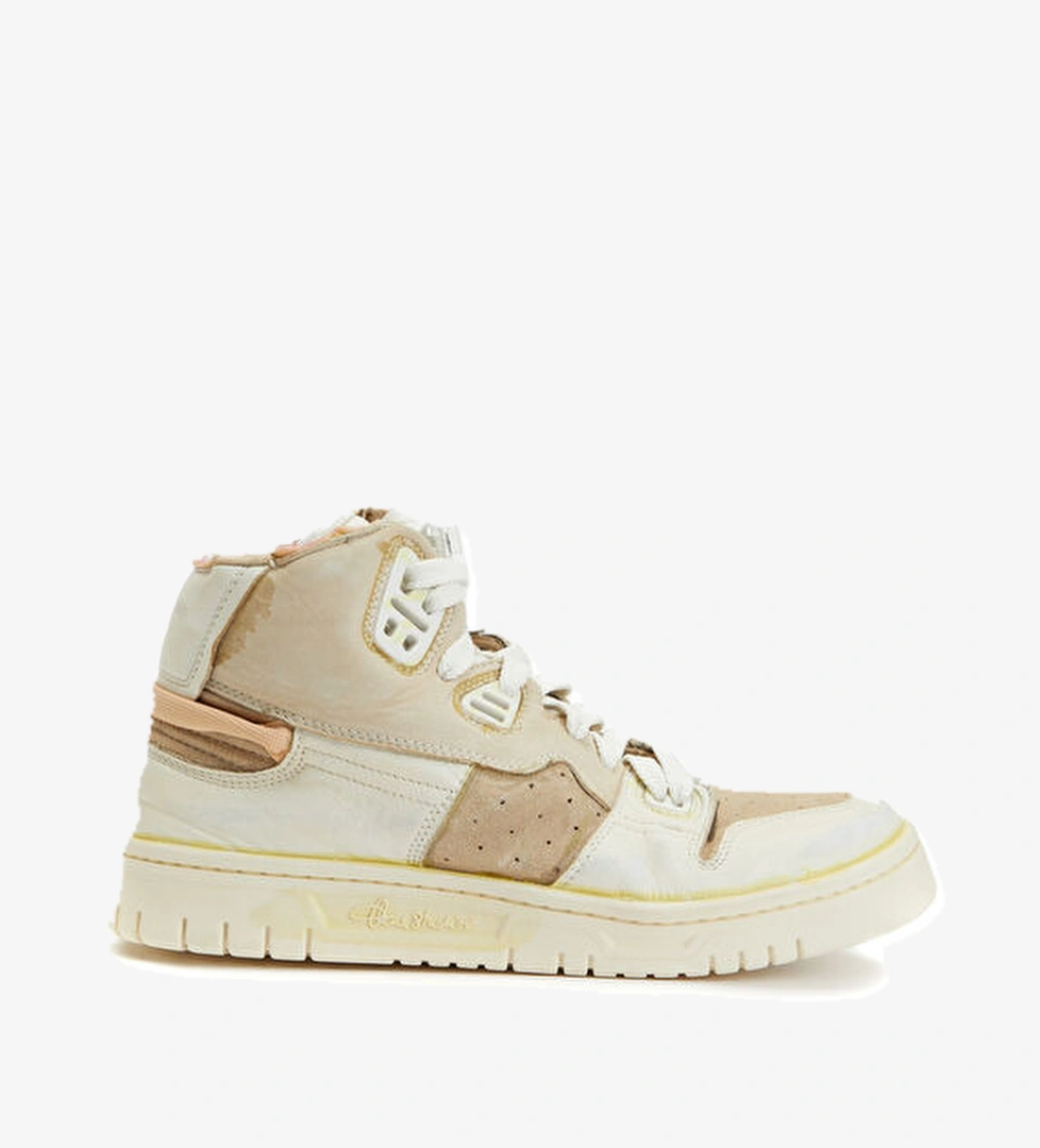 Beyaz Logo Detaylı Kadın Deri Bilek Boy Sneaker - Görsel 1